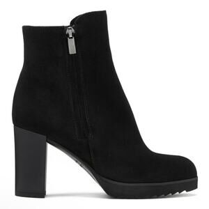 La Canadienne NWOB Mila Waterproof Suede Bootie Dual Side Zip Black Size 7.5M